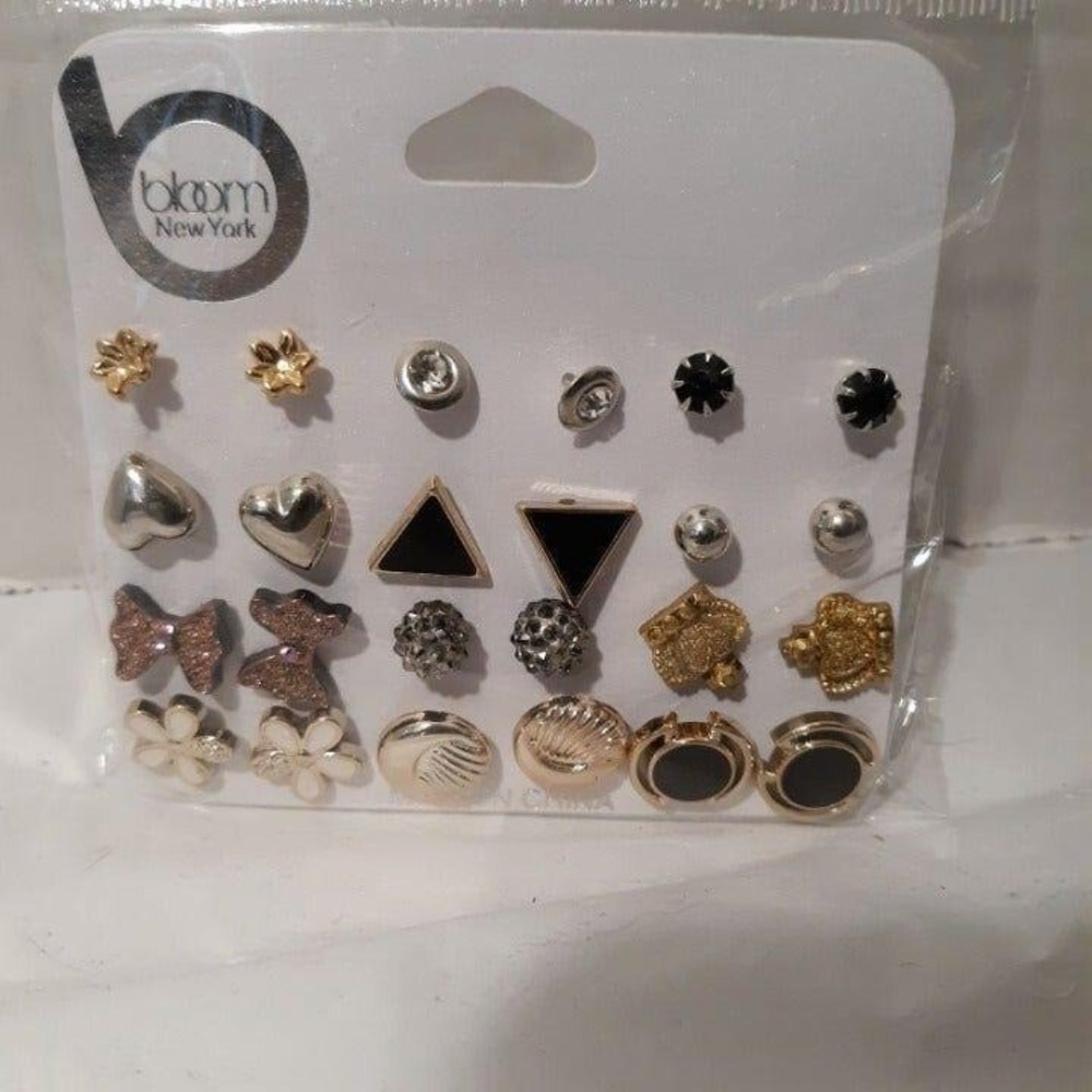 Bloom‎ New York Women's Stud Earrings Assorted Pack of 12 Pireced Earrings